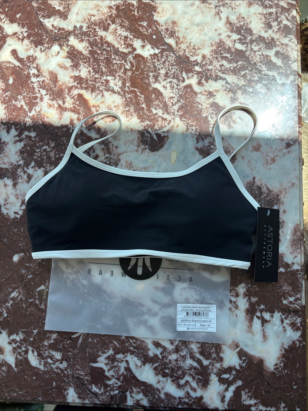 Astoria Active Black Bralette with White Trim